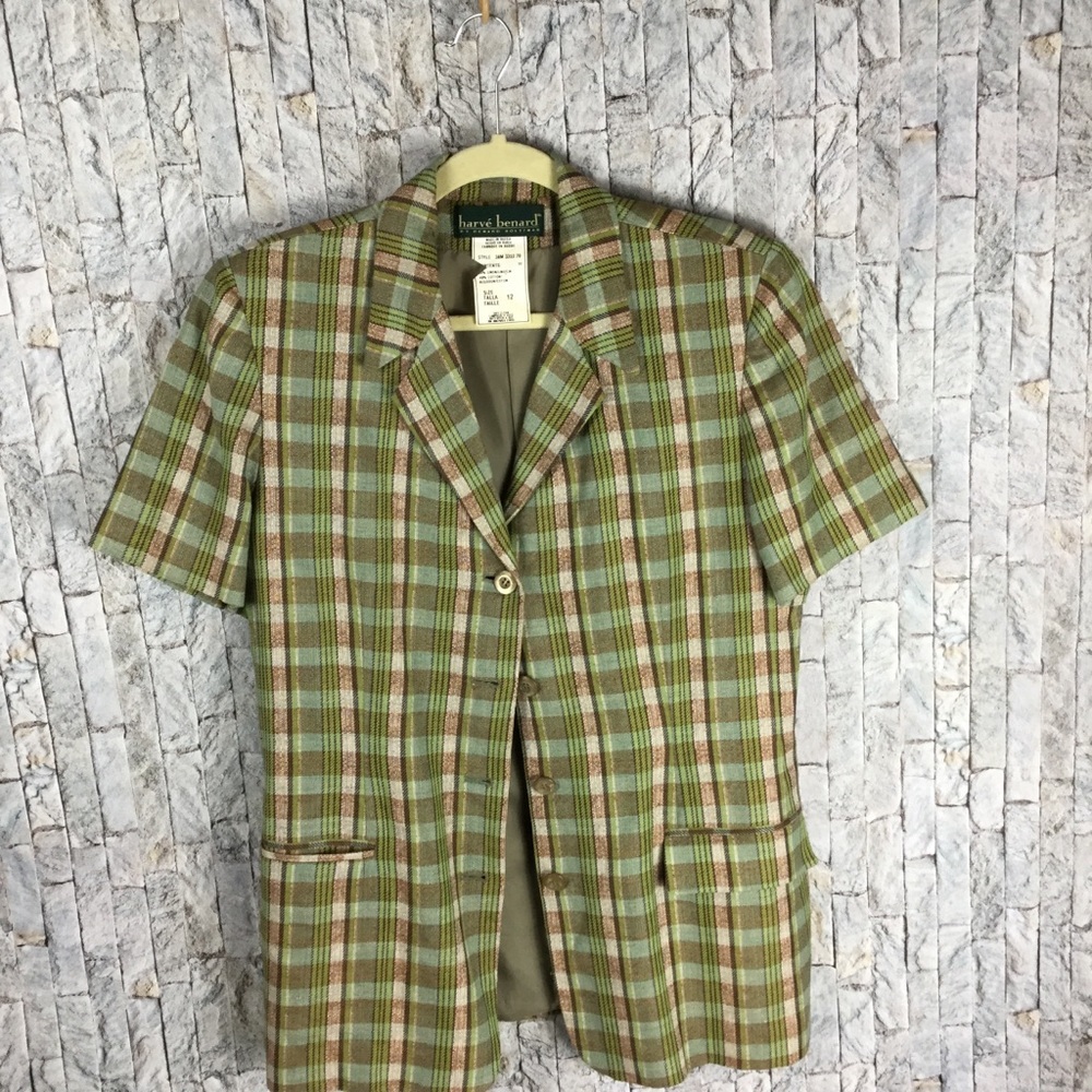 Harve‎ Benard Vintage green plaid suit/skirt